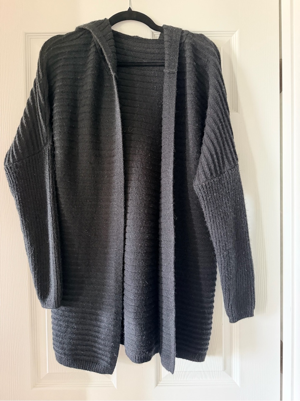Cozy Black Hooded Knit Sweater - Picture 2 of 6